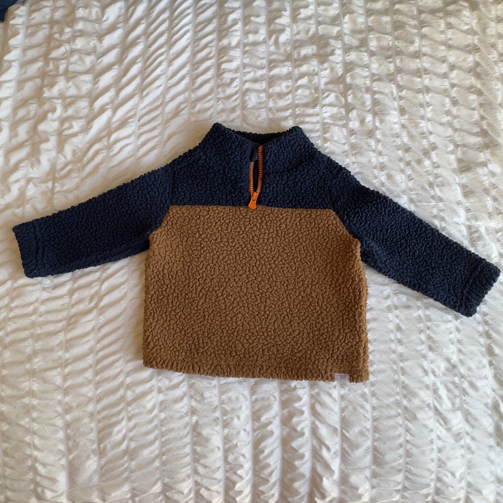 Baby Gap Navy Base Blue Sherpa Quarter-Zip Sweatshirt - Picture 2 of 11